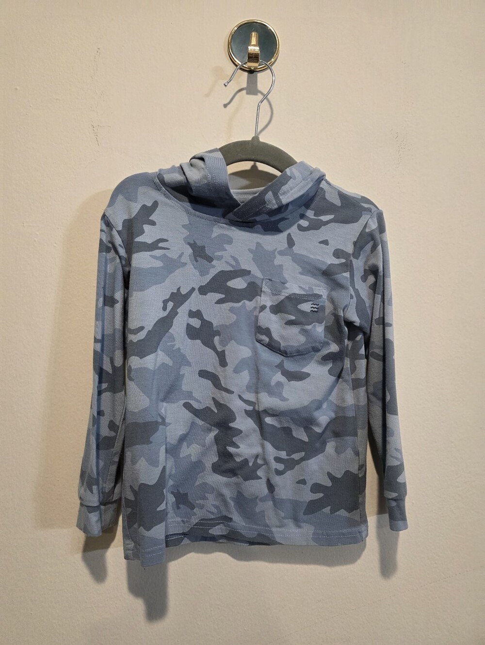 FREE FLY Bamboo Lightweight Sun Hoodie Blue Camo Pocket Toddler 4T